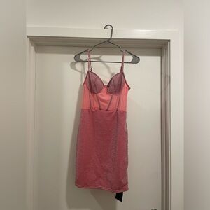 Mini Pink Glitter Dress with Mesh Size M